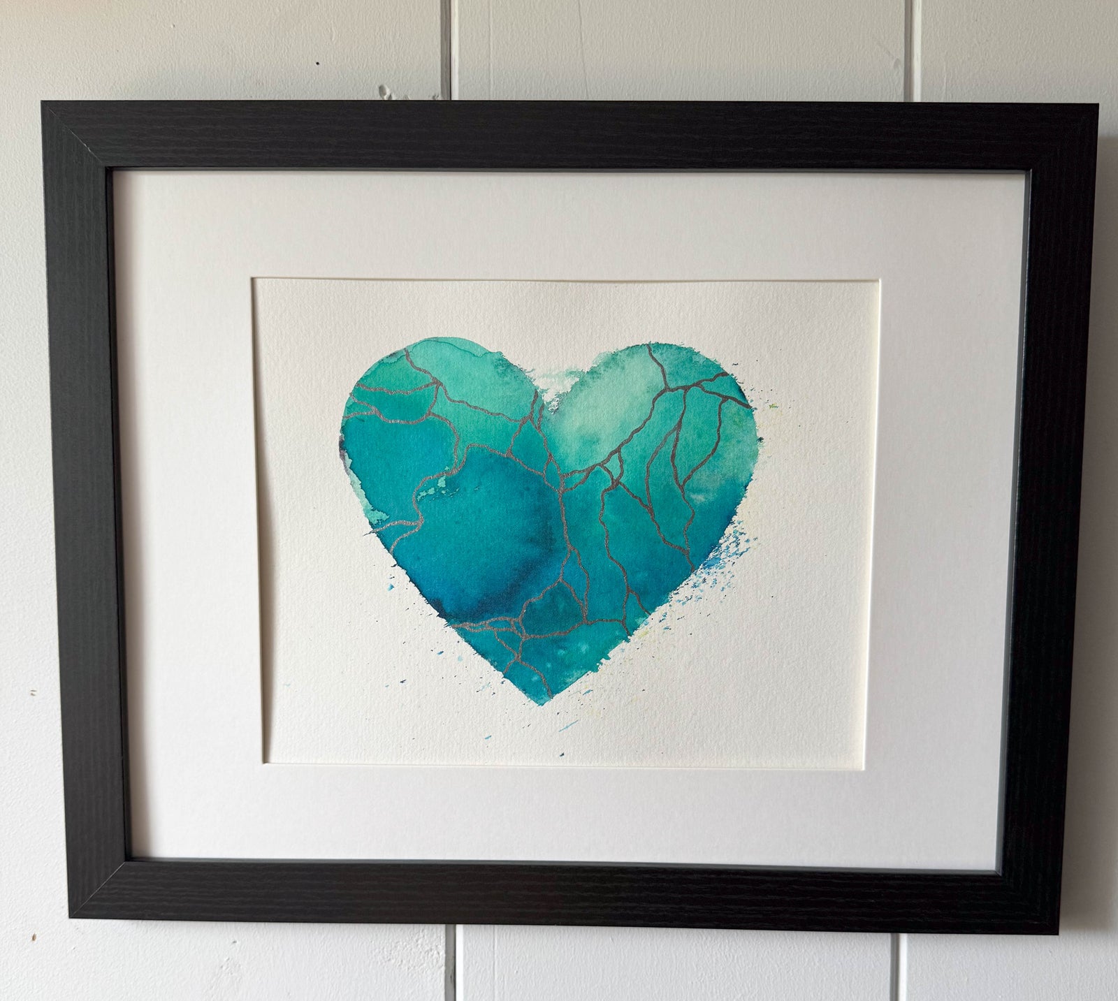 Love Song - Original Painting #74 - 9x12 Teal/Silver