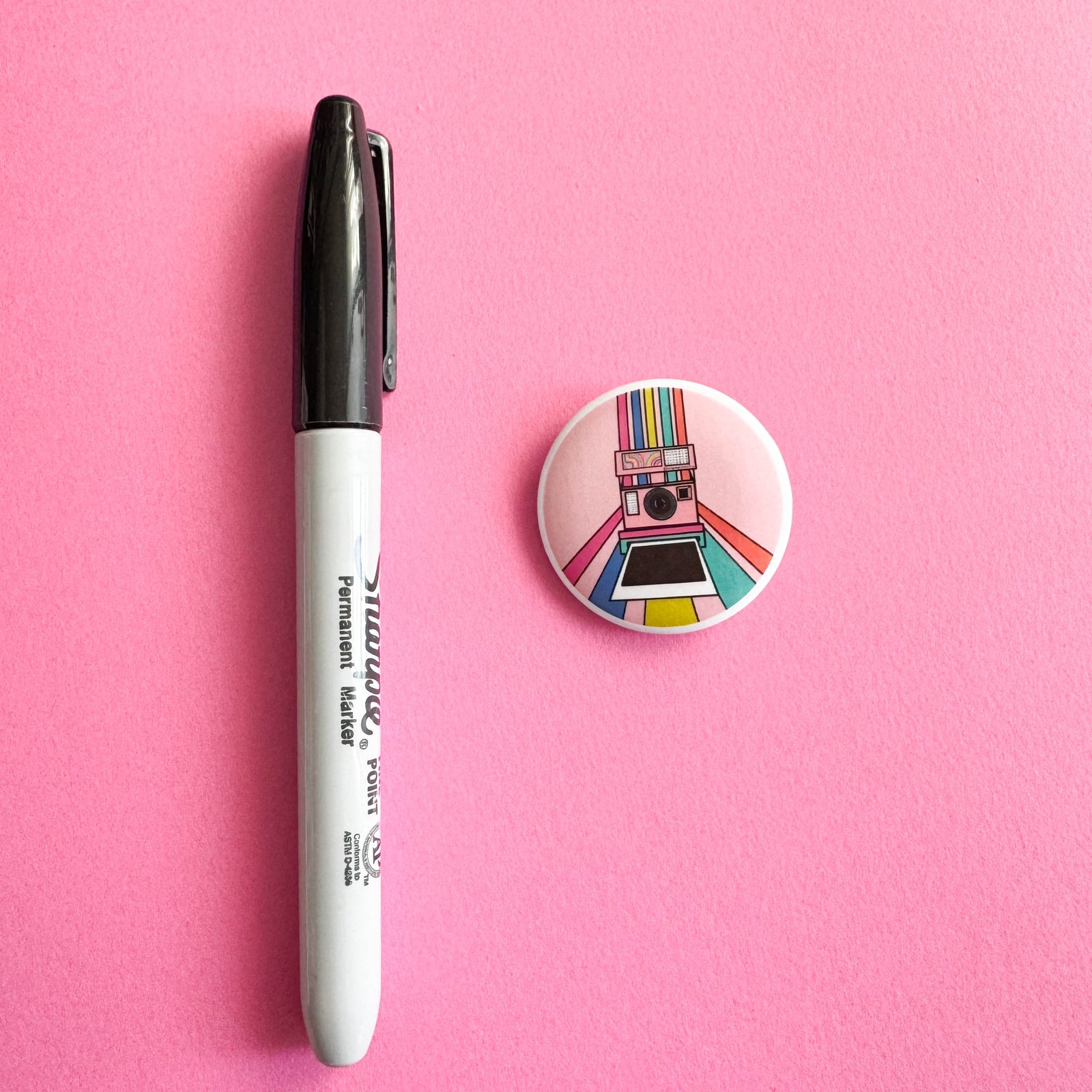 Retro Photo Rainbow Button