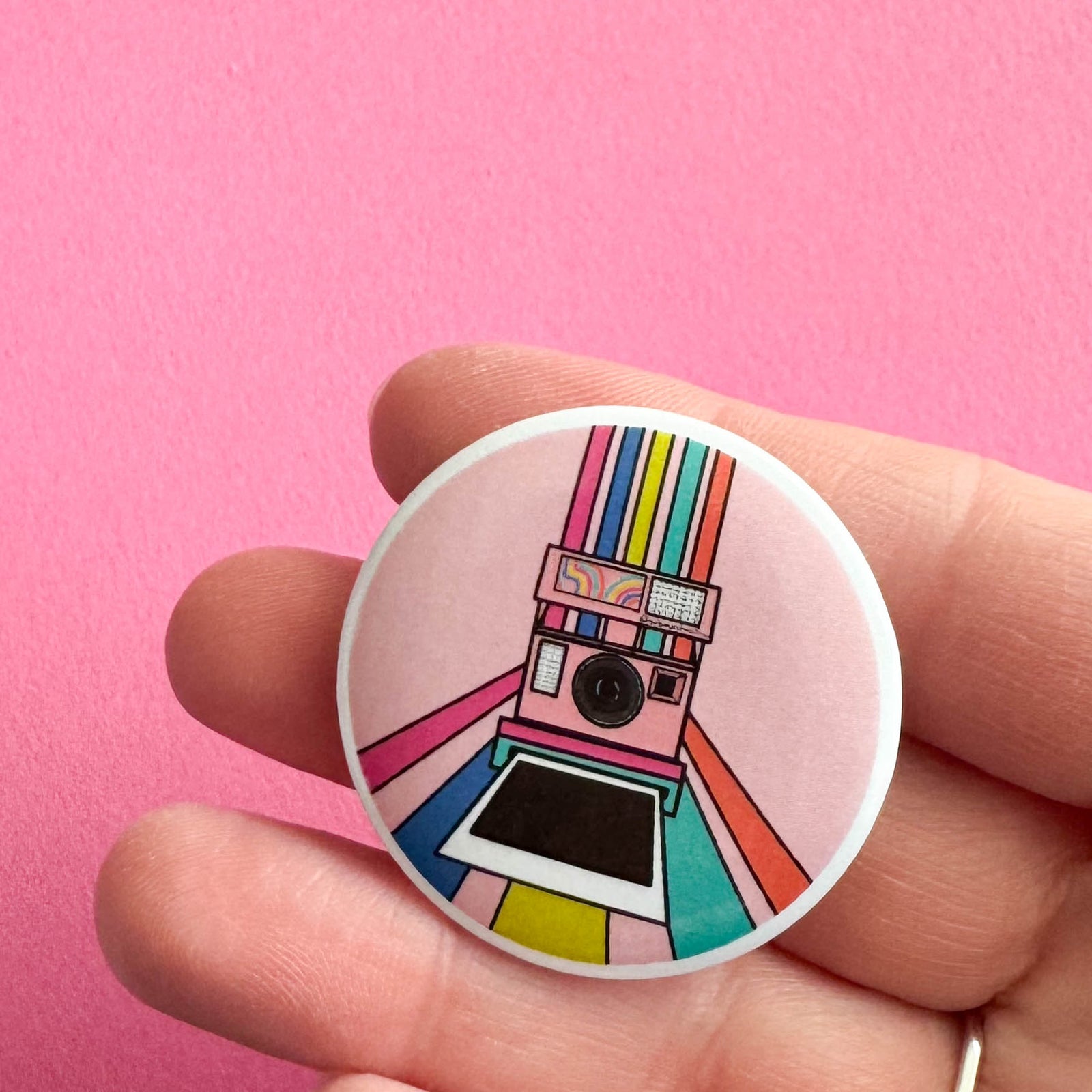 Retro Photo Rainbow Button