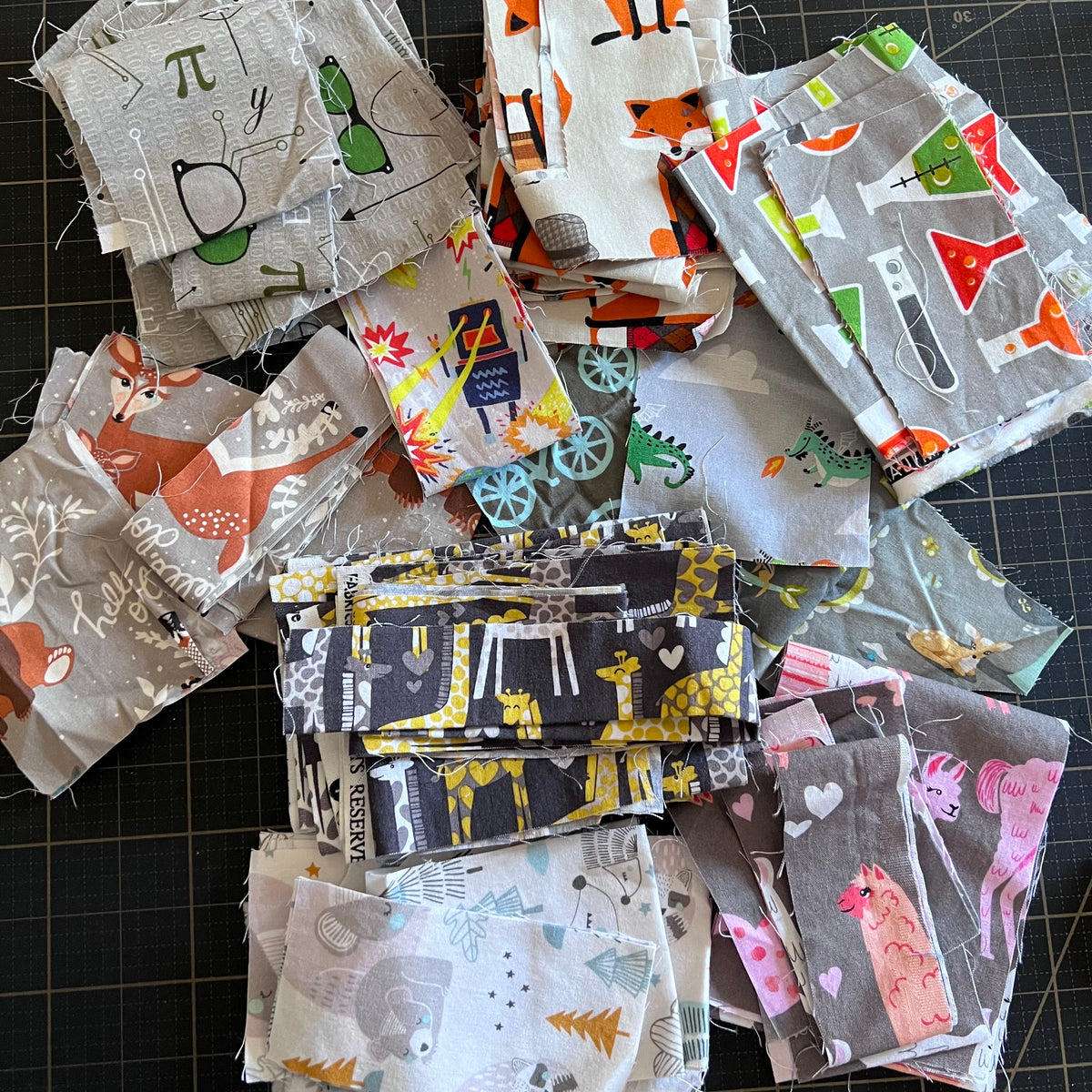 Grey + Multi Fabric Scrap Bundle No. 4 - 10.9 oz.