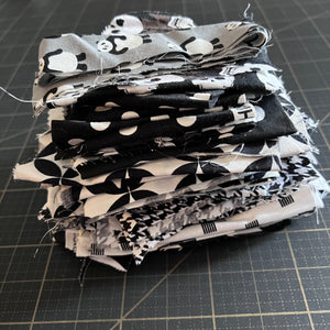 Black + White + Grey Fabric Scrap Bundle No. 5 - 11.3 oz.