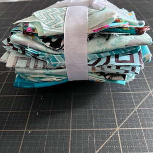 Blue-Green Fabric Scrap Bundle No. 3 - 14.1 oz.
