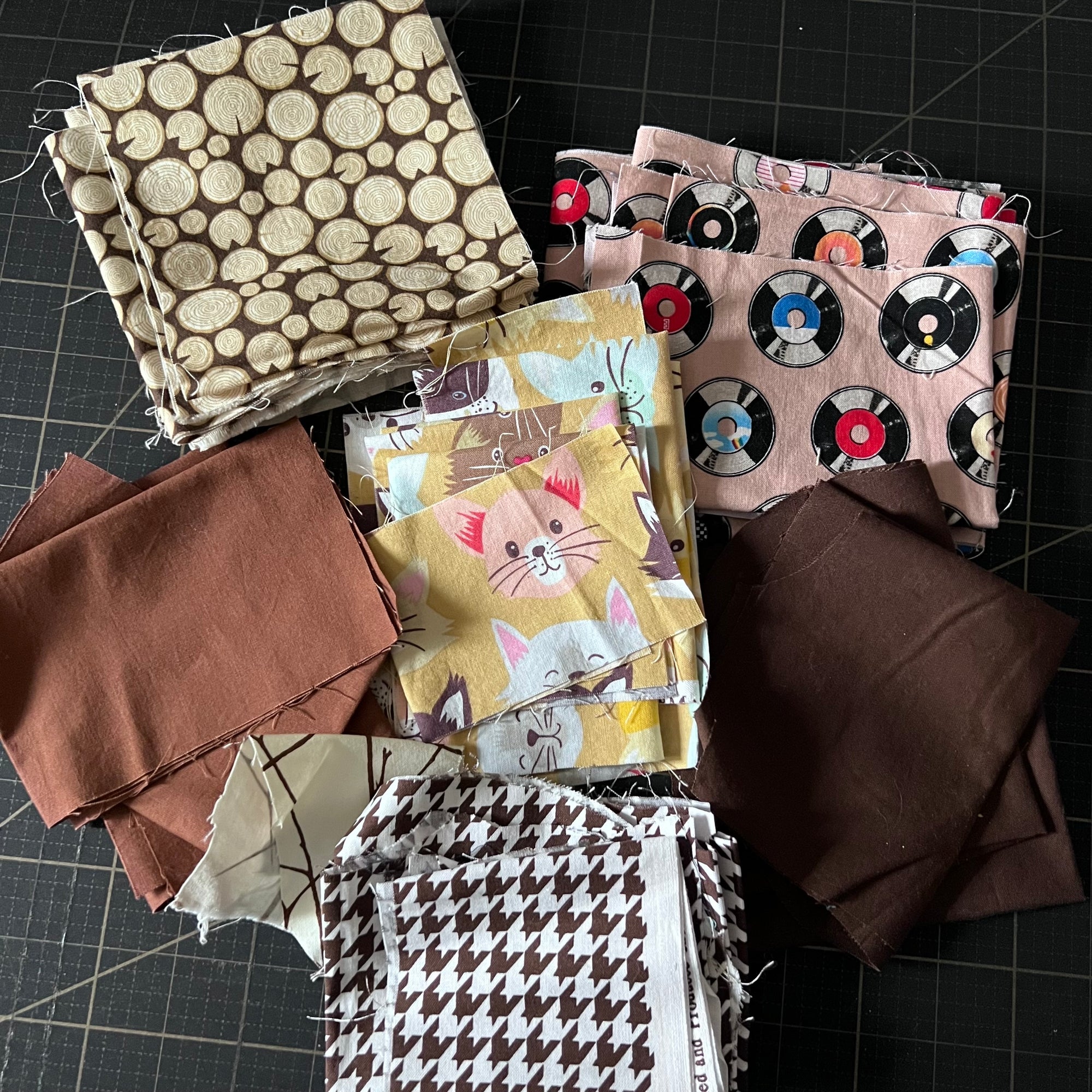 Brown Fabric Scrap Bundle No. 6 - 9 oz.