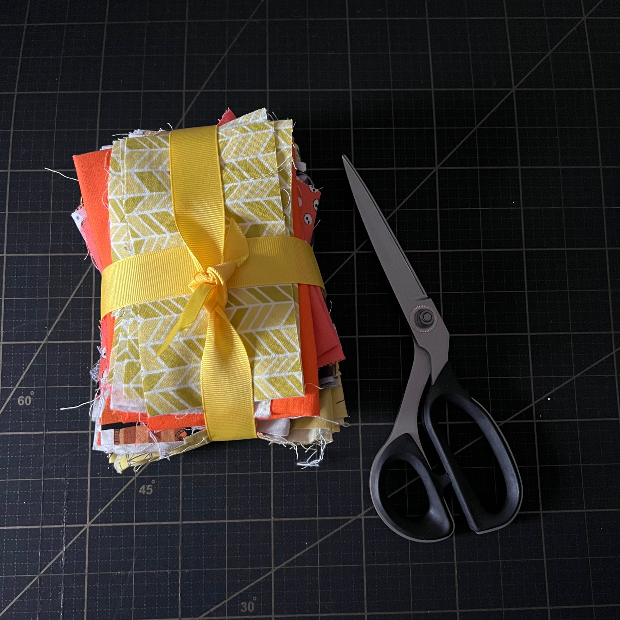 Orange + Yellow Fabric Scrap Bundle No. 4 - 10.5 oz.