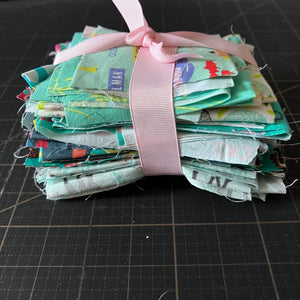 Blue-Green Fabric Scrap Bundle No. 10 - 10.7 oz.