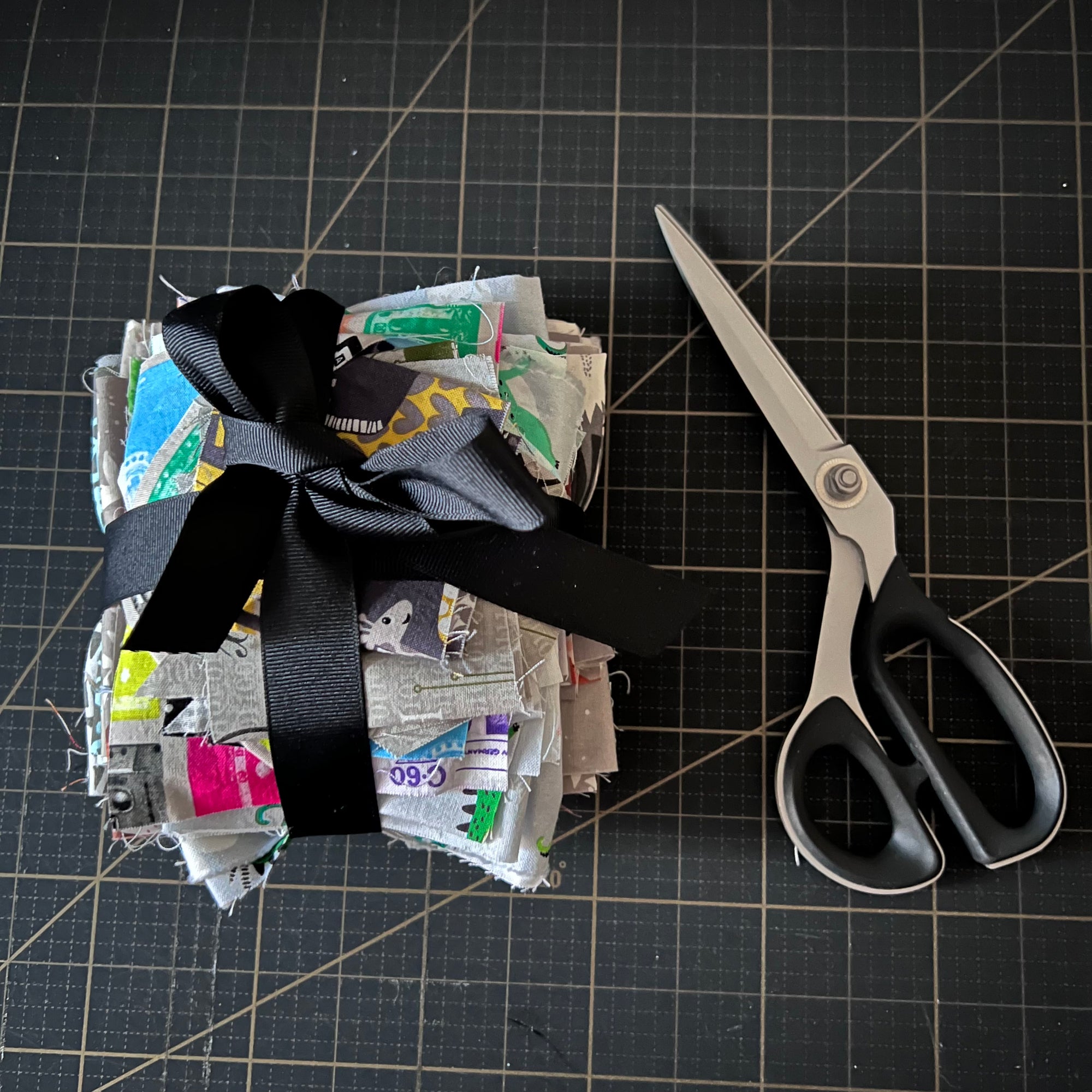 Grey + Multicolor Fabric Scrap Bundle No. 8 - 12 oz.