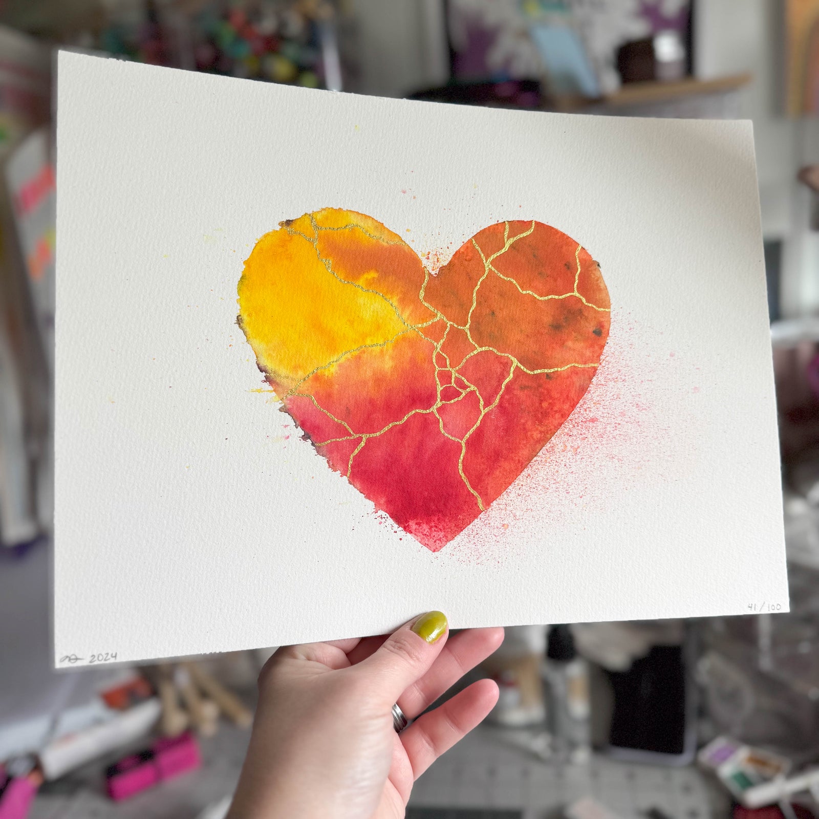 Summertime Magic - Original Painting #41 - 9x12 Red/Orange/Yellow/Gold