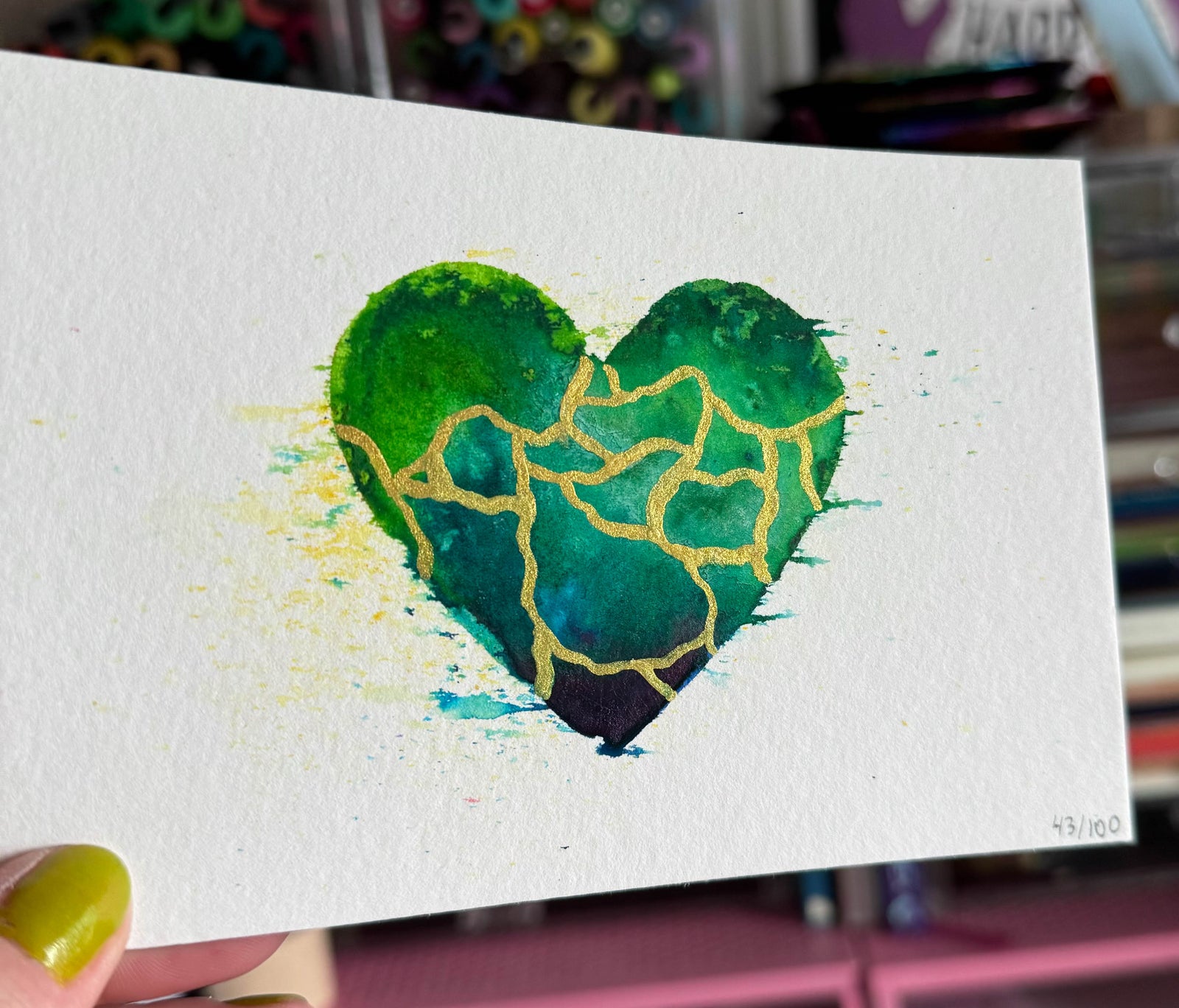 Find My Way - Original Painting #43 - 4x6 Green/Blue/Gold