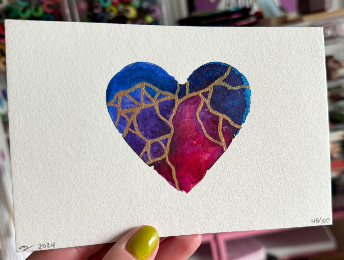 COZY - Original Painting #45 - 4x6 Blue/Purple/Red/Pink/Bronze