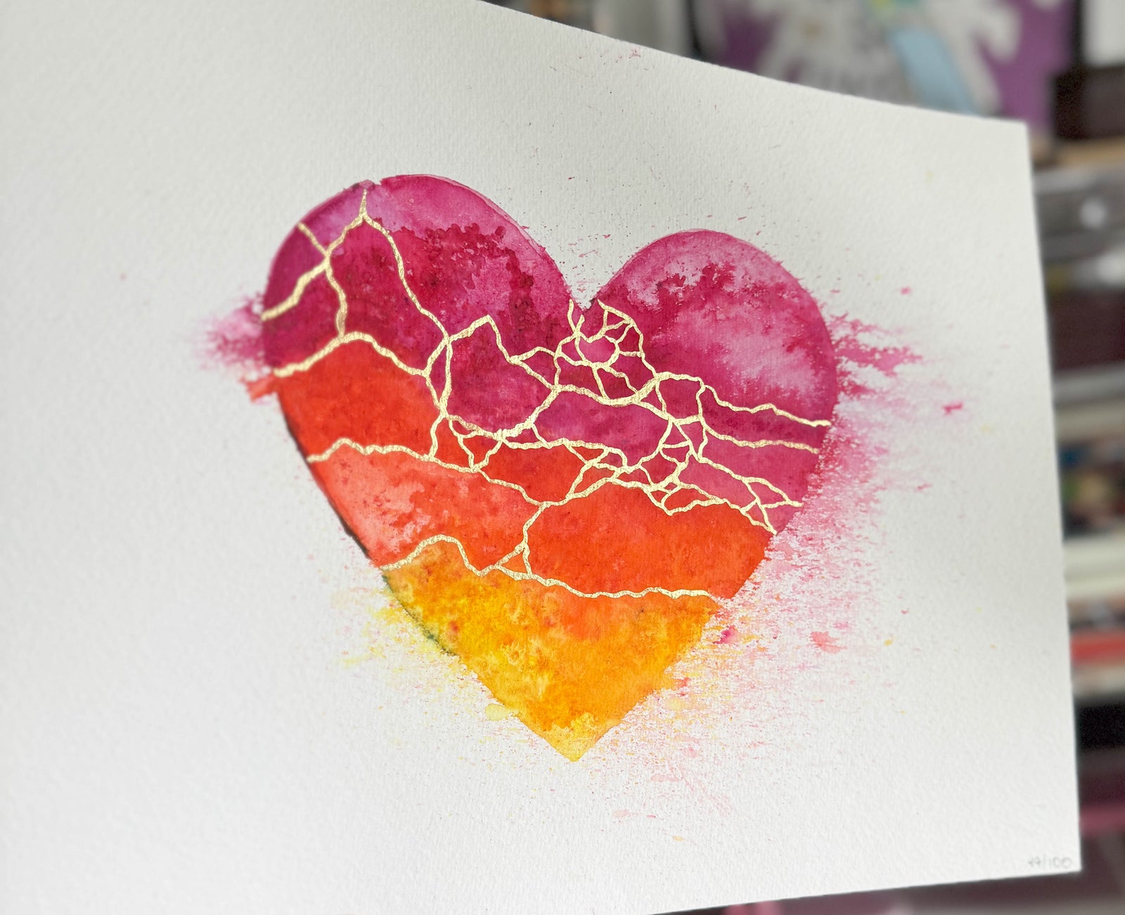 Chase the Sun - Original Painting #47 - 9x12 Pink/Orange/Yellow/Gold