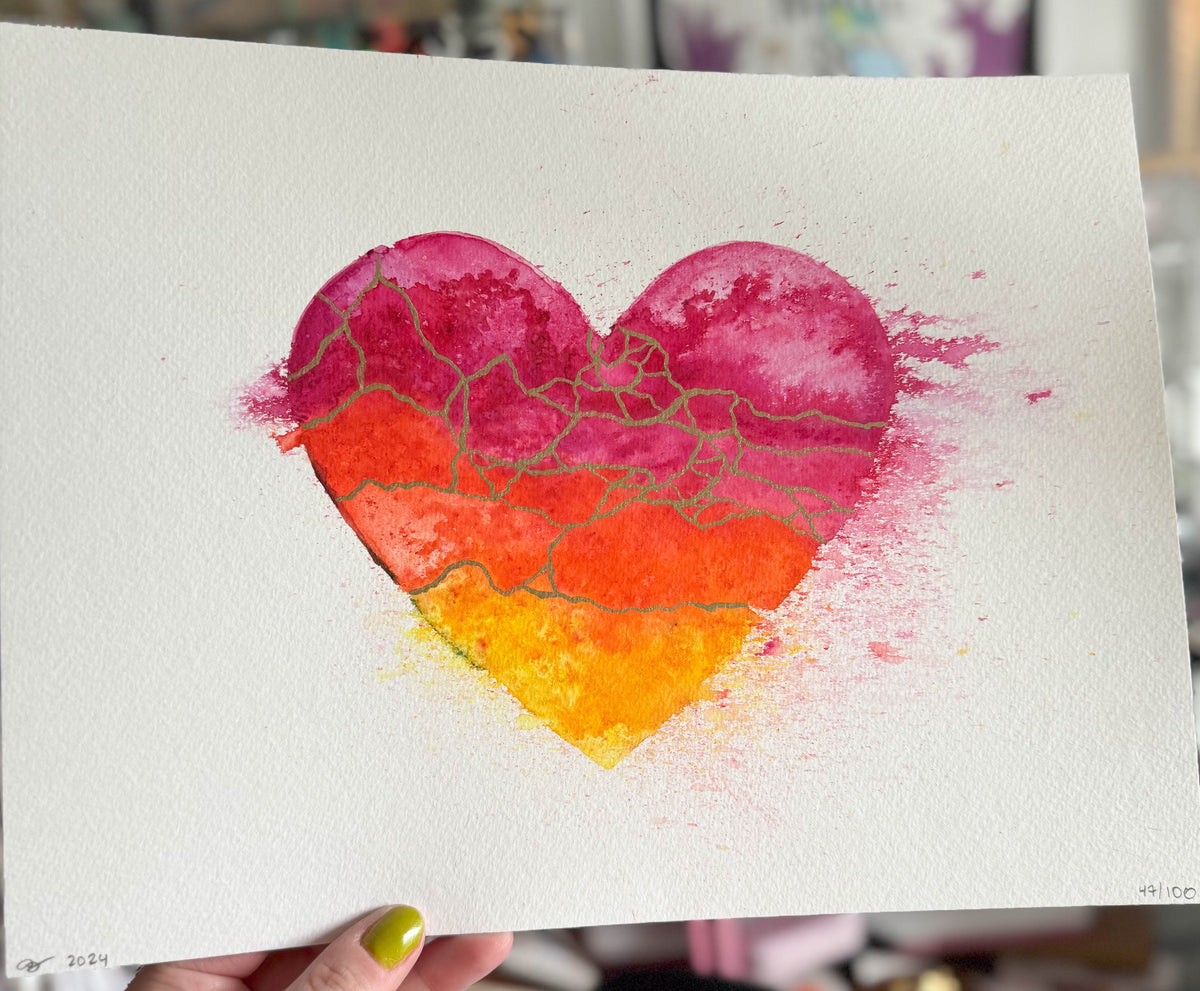 Chase the Sun - Original Painting #47 - 9x12 Pink/Orange/Yellow/Gold