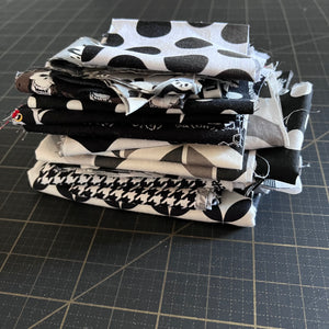 Black + White + Grey Fabric Scrap Bundle No. 9 - 10.5 oz.