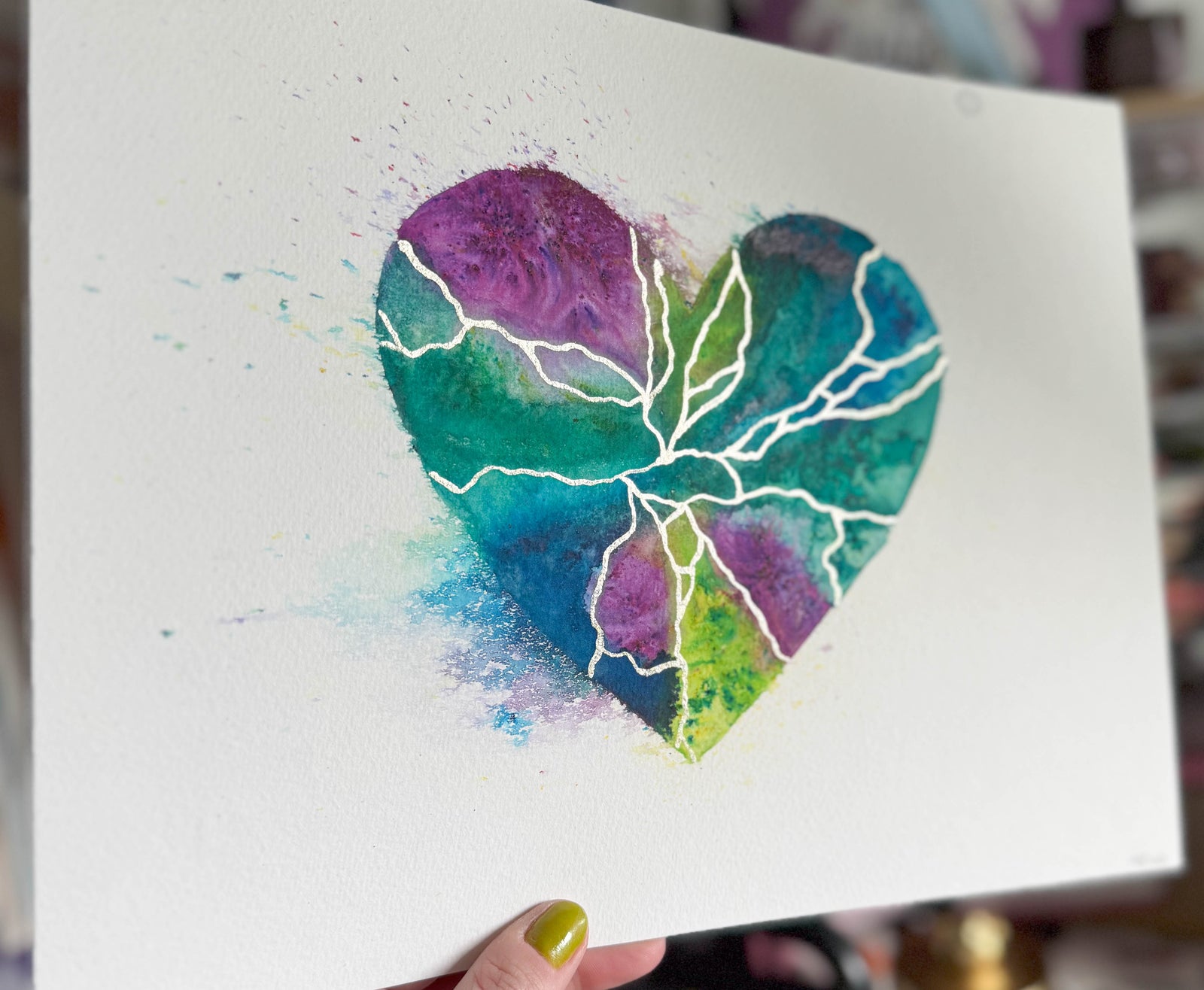 LIFETIMES - Original Painting #48 - 9x12 Purple/Teal/Blue/Green