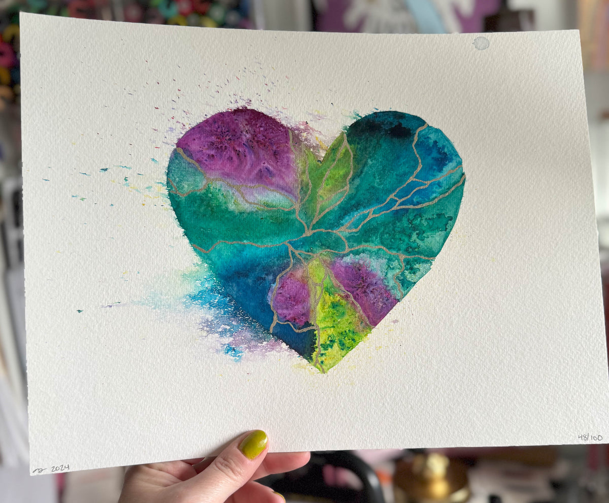 LIFETIMES - Original Painting #48 - 9x12 Purple/Teal/Blue/Green