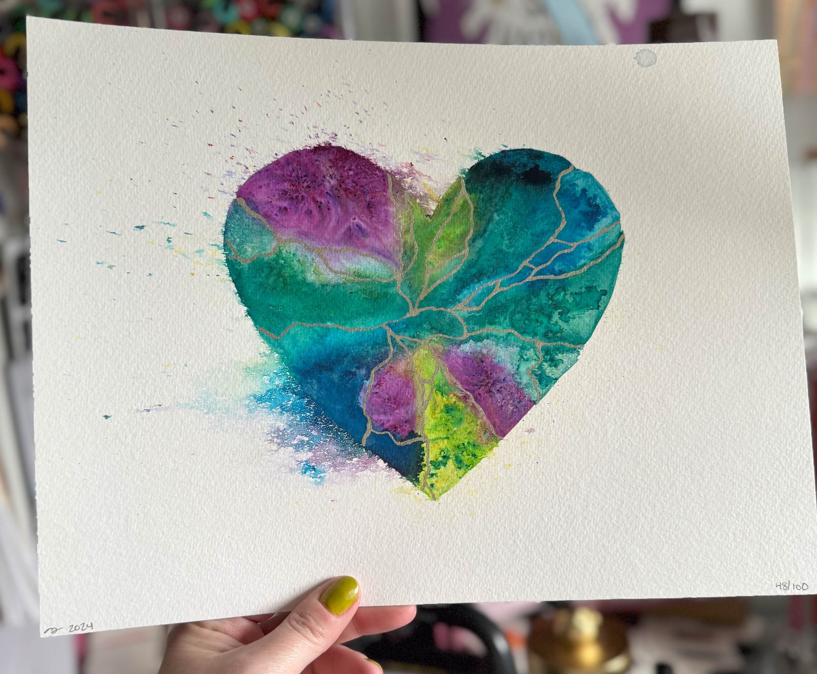 LIFETIMES - Original Painting #48 - 9x12 Purple/Teal/Blue/Green