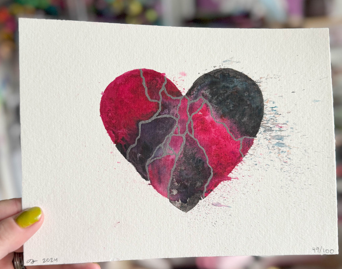 Hypnotize - Original Painting #49 - 6x8 Pink/Red/Grey/Black/Silver