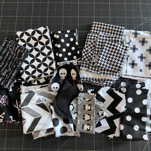 Black + White + Grey Fabric Scrap Bundle No. 9 - 10.5 oz.