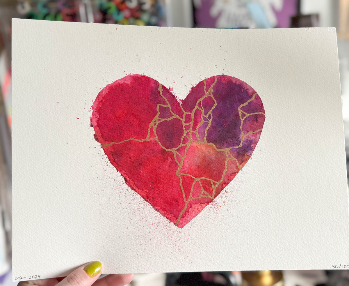 On My Love - Original Painting #50 - 9x12 Pink/Purple/Red/Copper