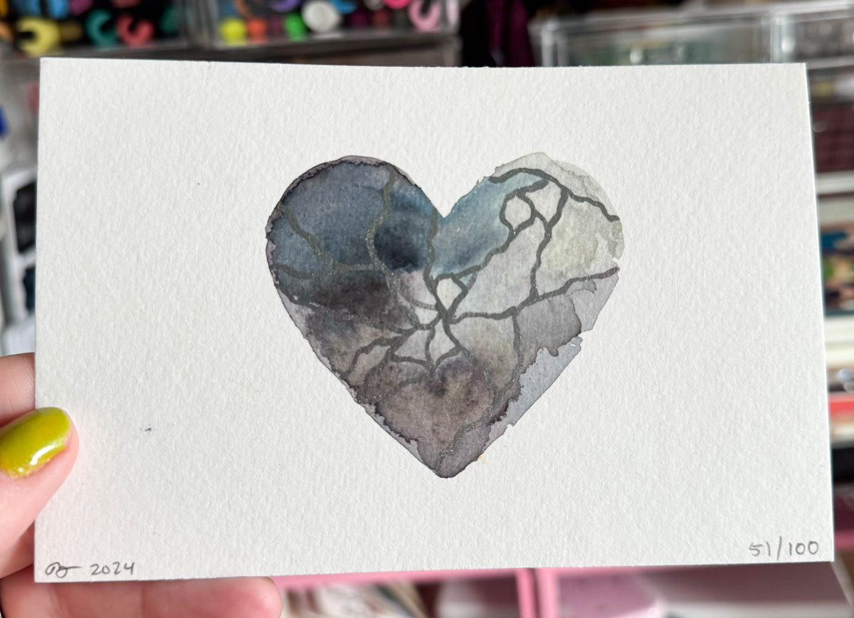 Blue Turning Gray - Original Painting #51 - 4x6 Grey/Silver