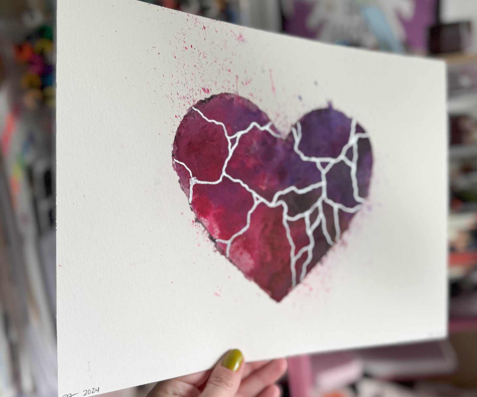 Cosmic Dancer - Original Painting #52 - 9x12 Pink/Purple/Black