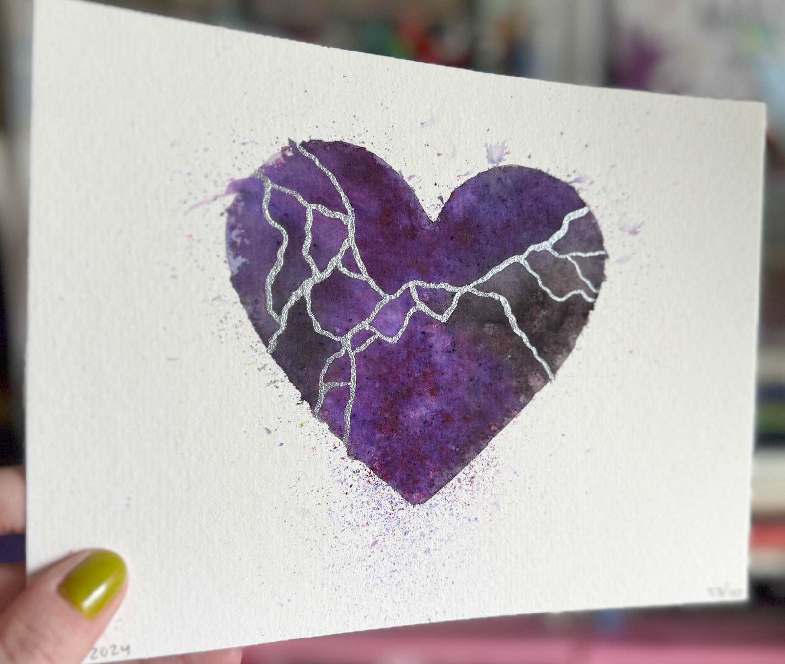 Edge Hill - Original Painting #53 - 6x8 Purple/Grey/Black/Silver