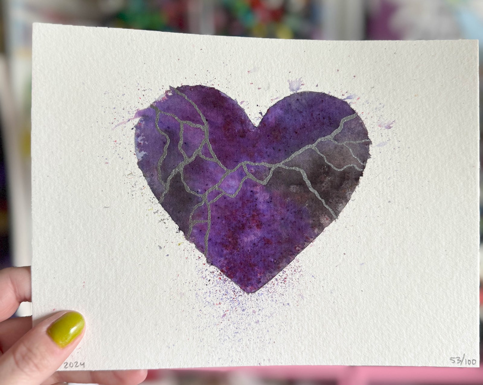 Edge Hill - Original Painting #53 - 6x8 Purple/Grey/Black/Silver