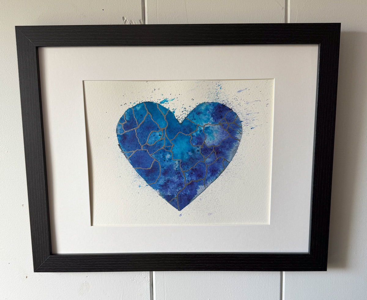 BLUE - Original Painting #54 - 9x12 Blue/Silver