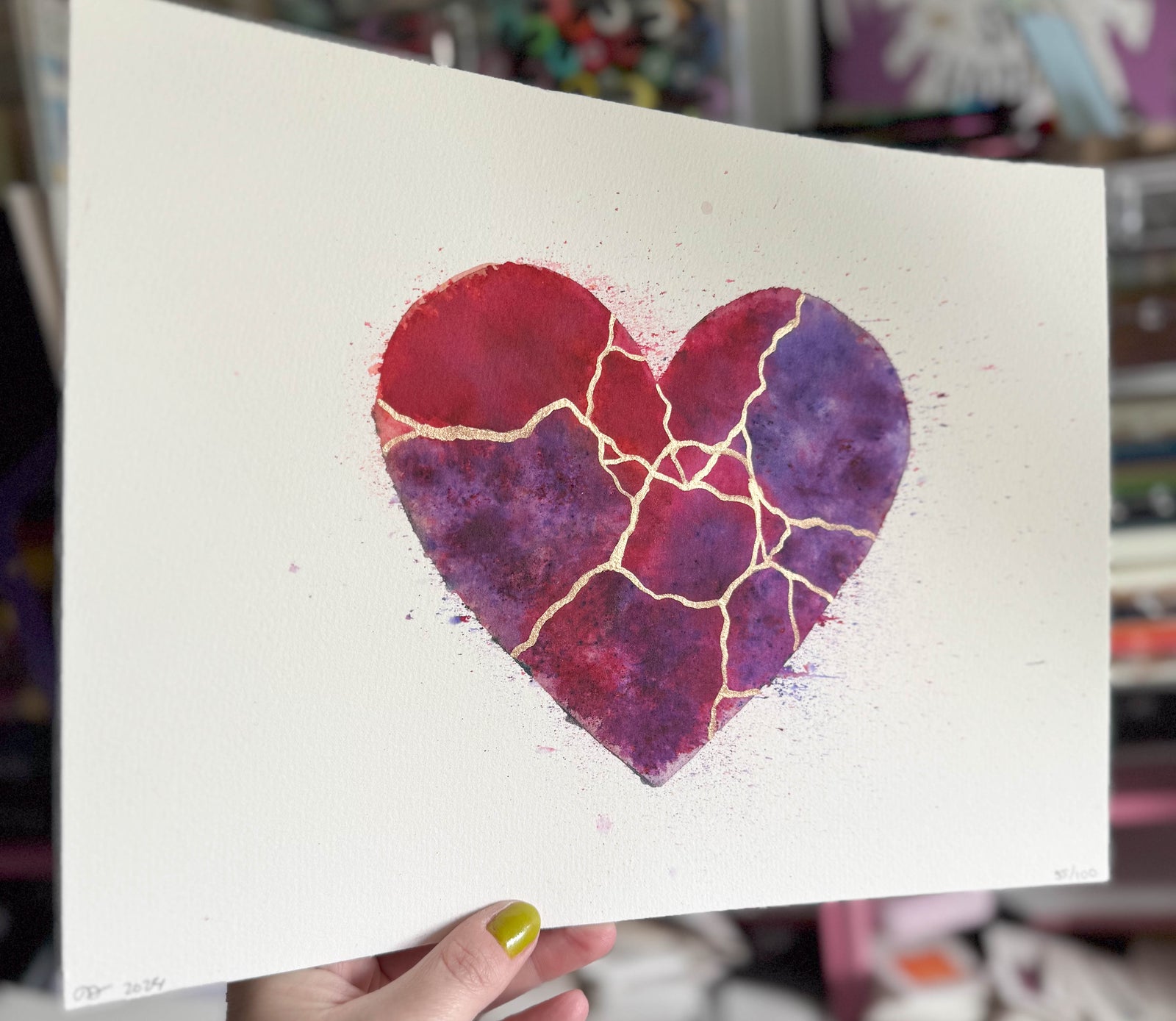 You & Me - Original Painting #55 - 9x12 Purple/Pink/Copper