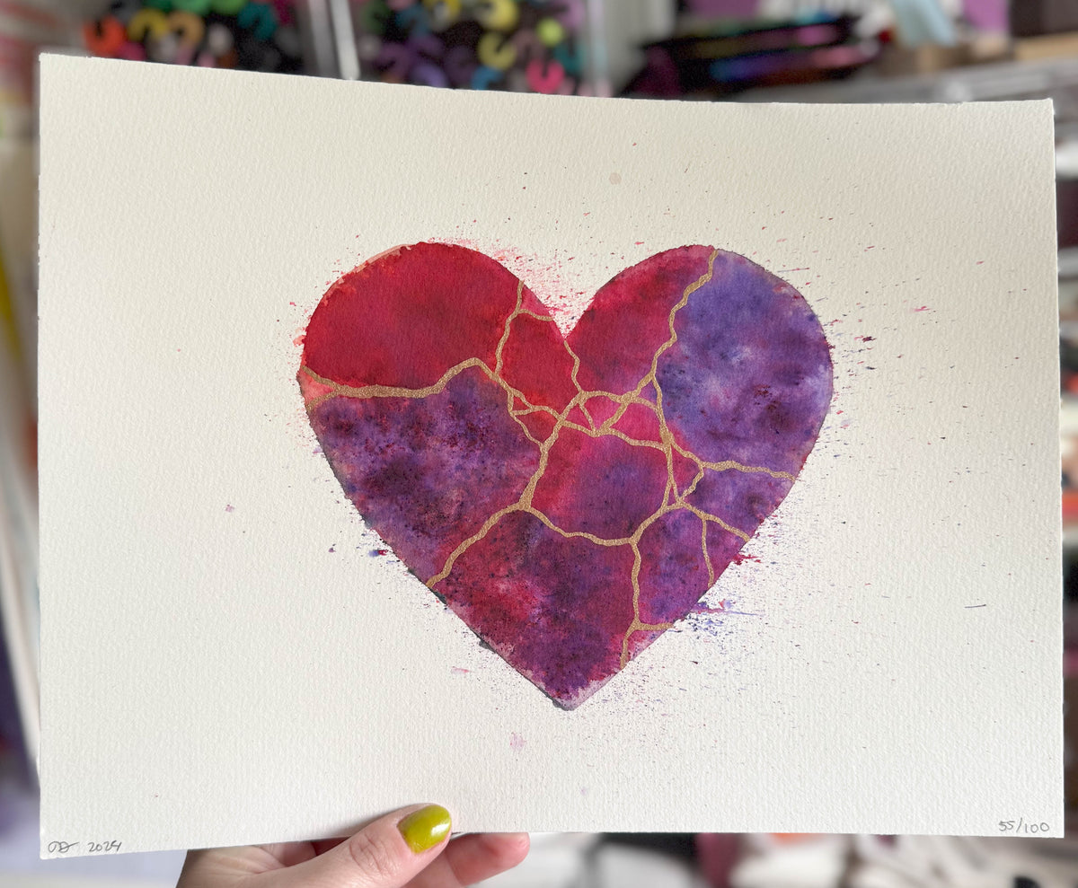 You & Me - Original Painting #55 - 9x12 Purple/Pink/Copper