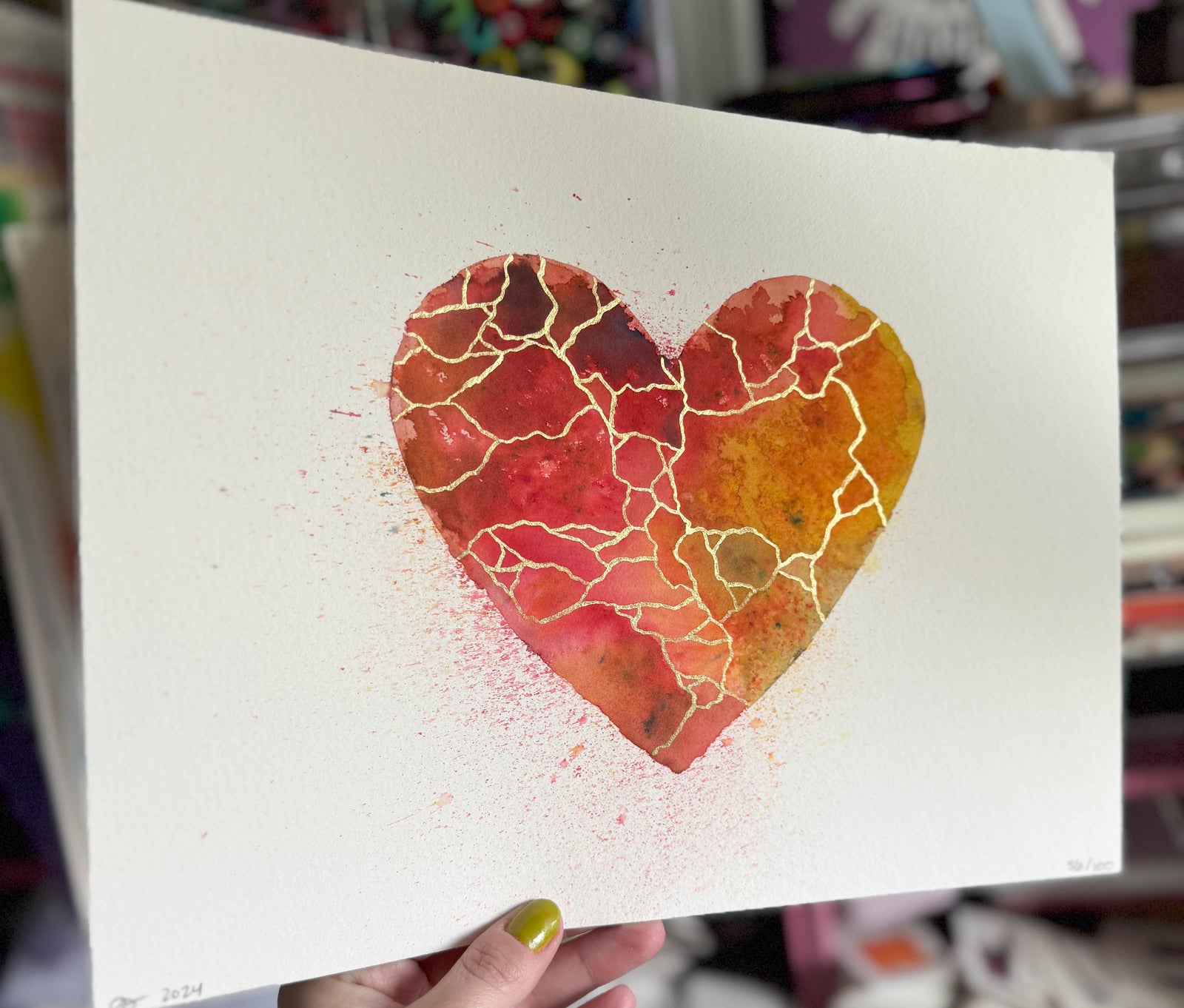 Piece By Piece - Original Painting #56 - 9x12 Orange/Red/Yellow/Gold