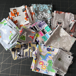 Grey + Multicolor Fabric Scrap Bundle No. 7 - 10.9 oz.