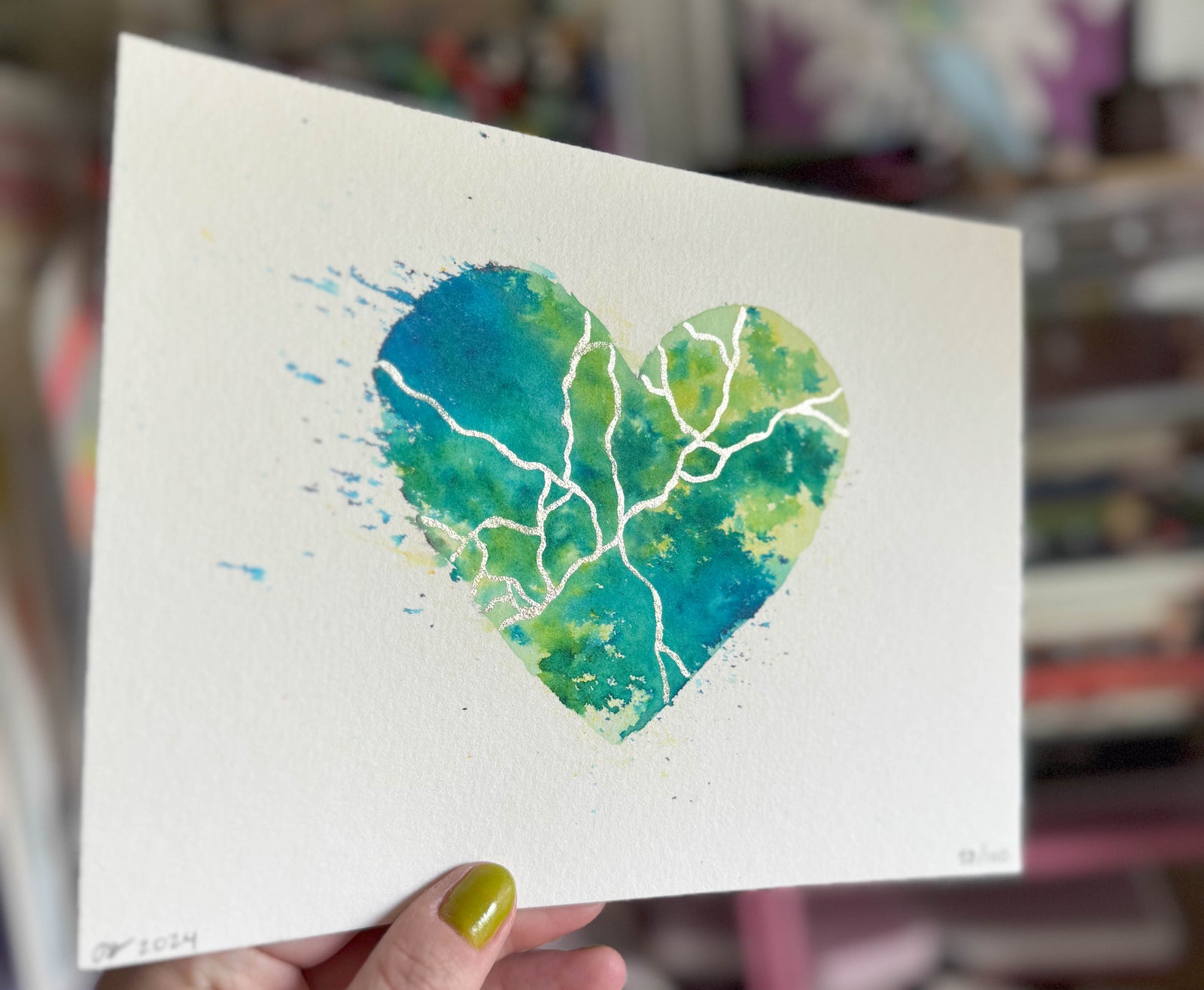 ENERGY - Original Painting #58 - 6x8 Blue/Green/Silver