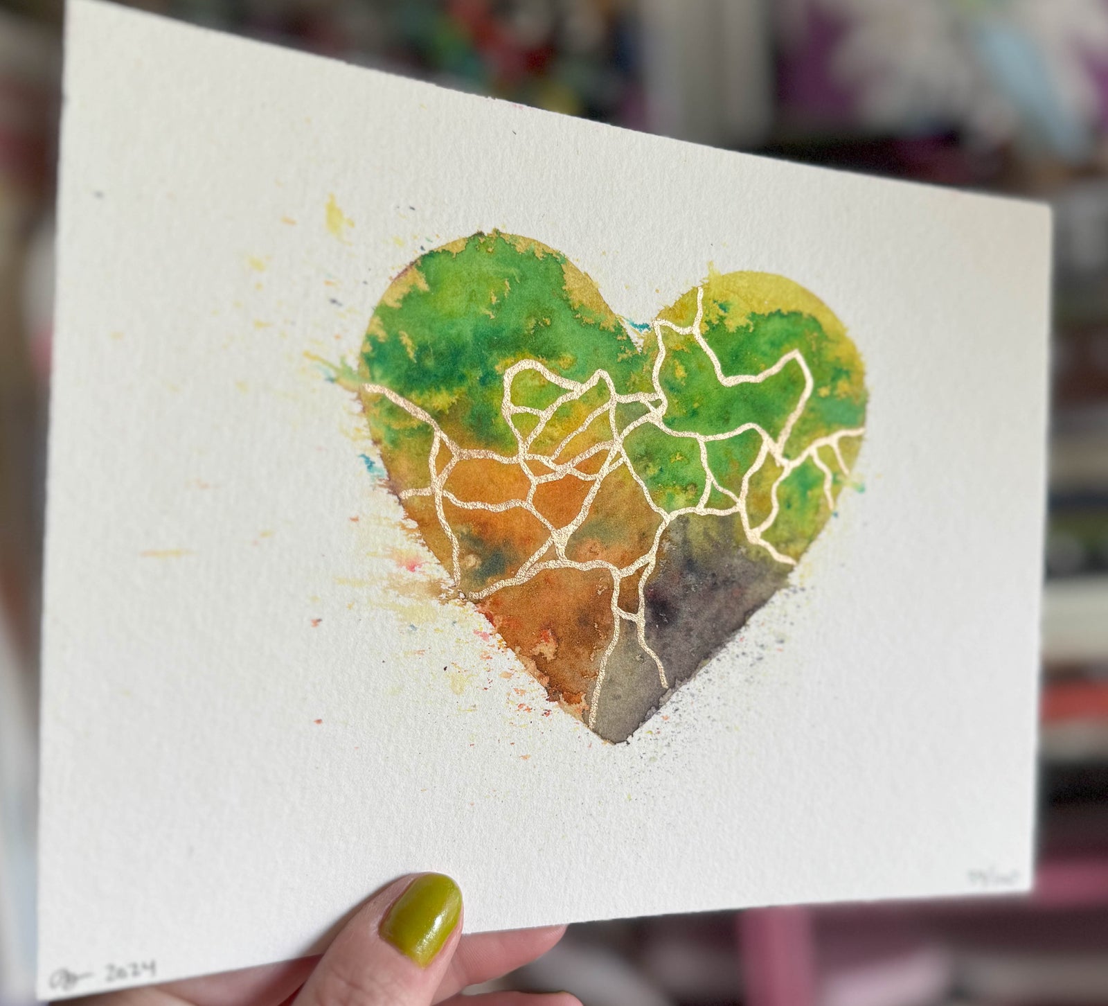 Fragments of Time - Original Painting #59 - 6x8 Black/Grey/Orange/Brown/Green/Copper