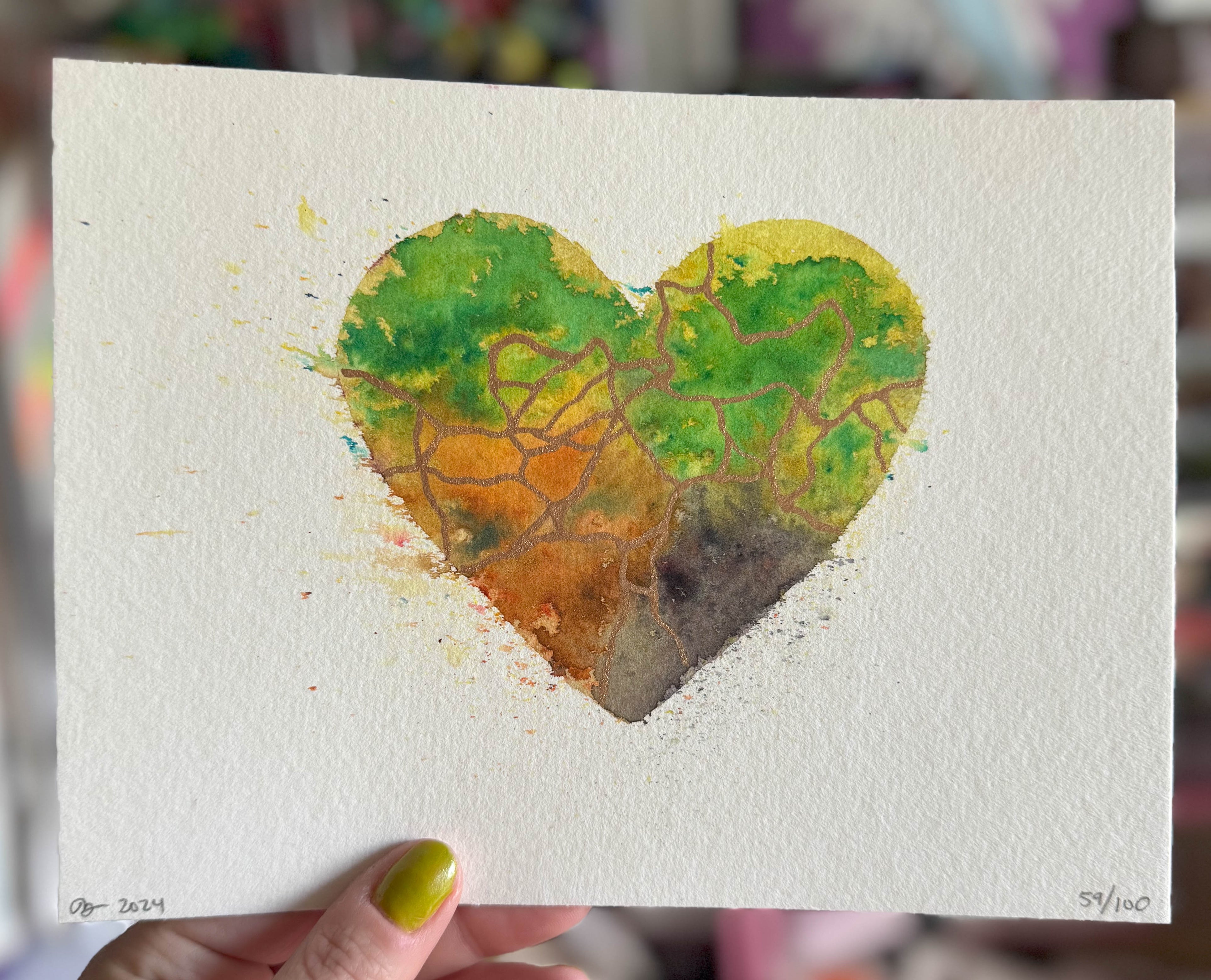 Fragments of Time - Original Painting #59 - 6x8 Black/Grey/Orange/Brown/Green/Copper