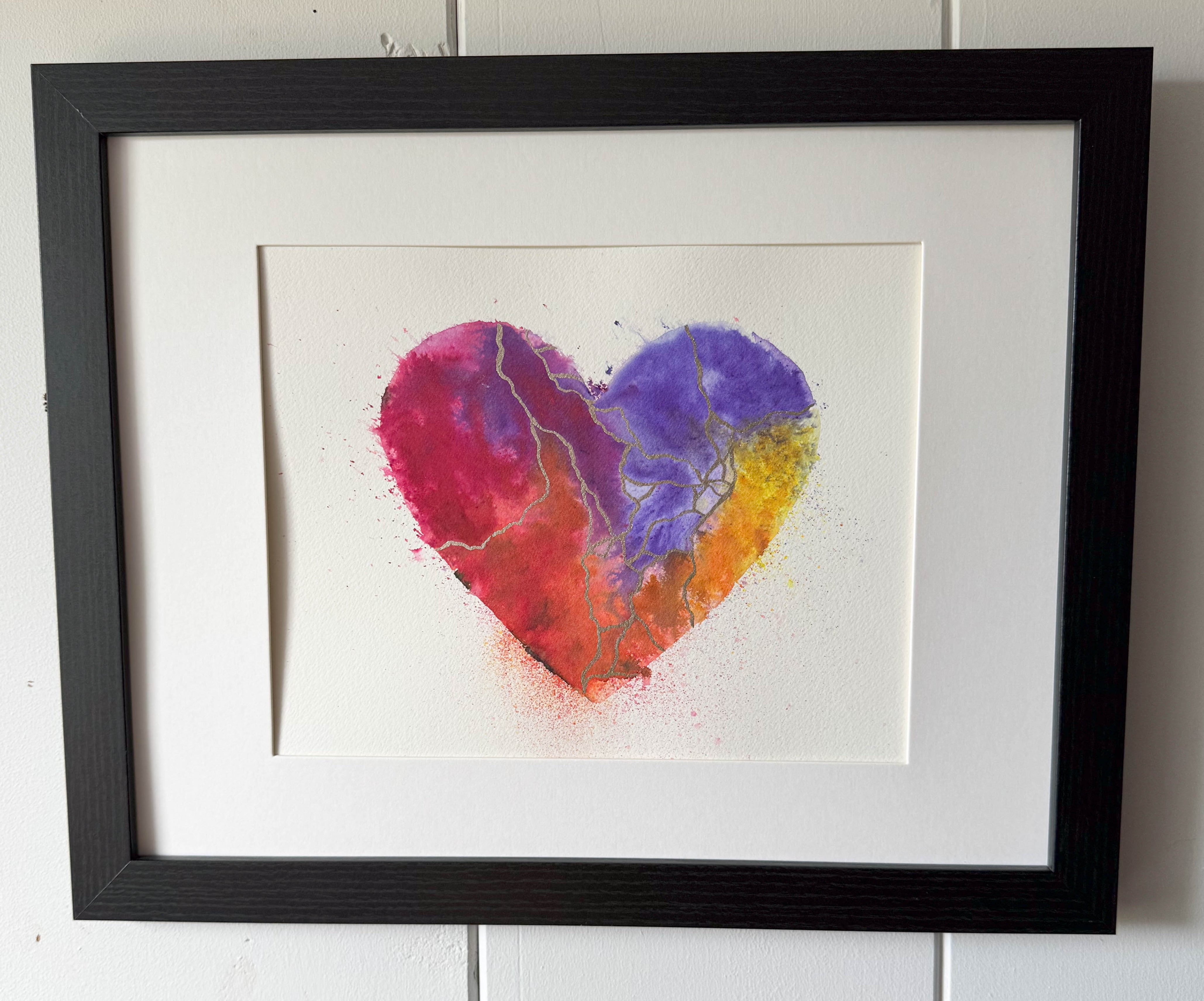 Hot Sugar - Original Painting #60 - 9x12 Pink/Orange/Yellow/Silver