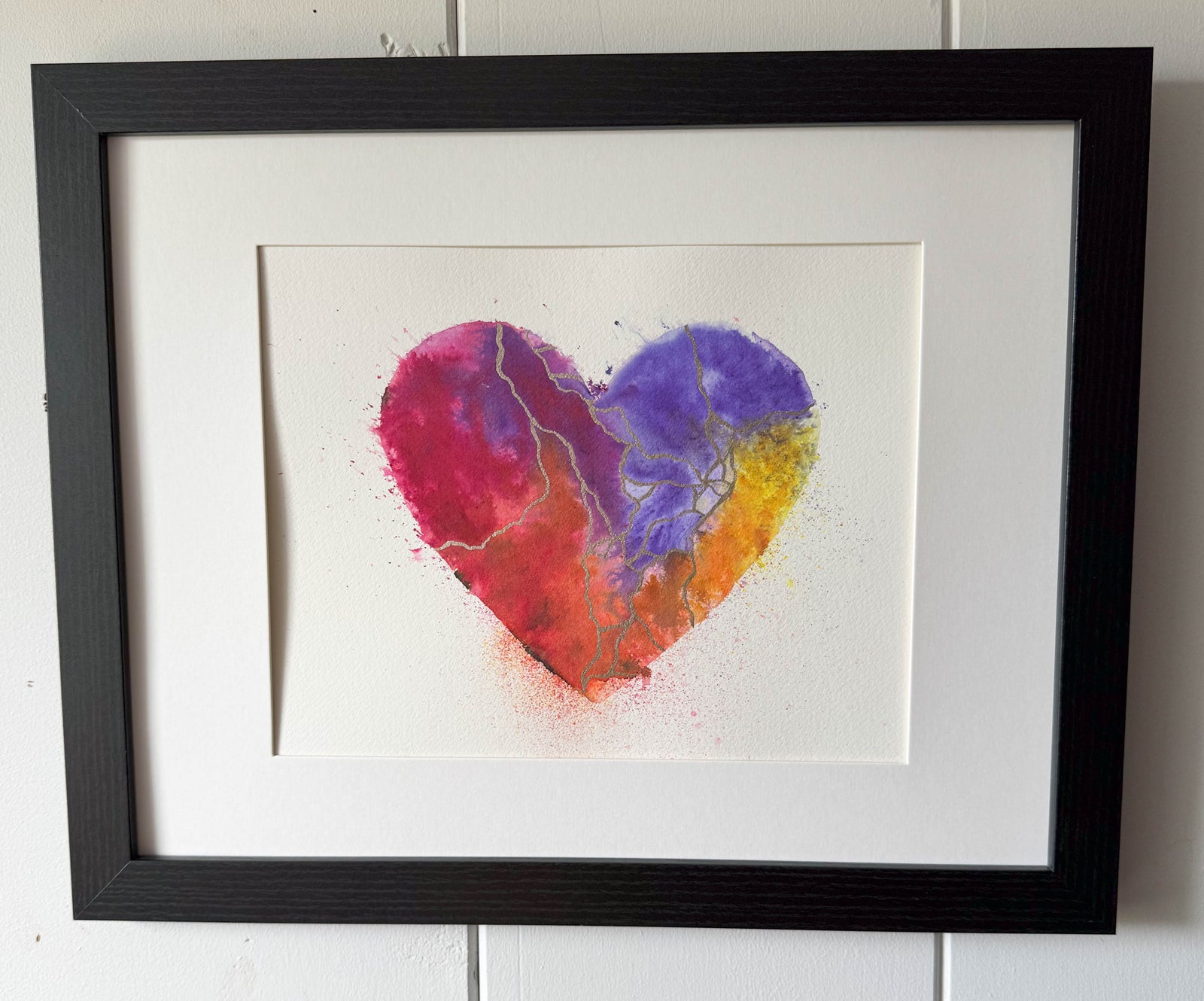 Hot Sugar - Original Painting #60 - 9x12 Pink/Orange/Yellow/Silver