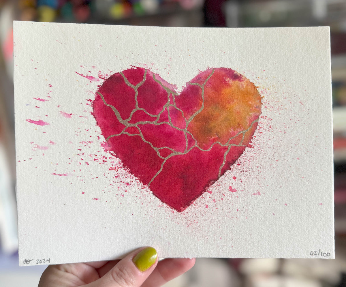 Break Free - Original Painting #62 - 6x8 Red/Orange/Pink/Silver