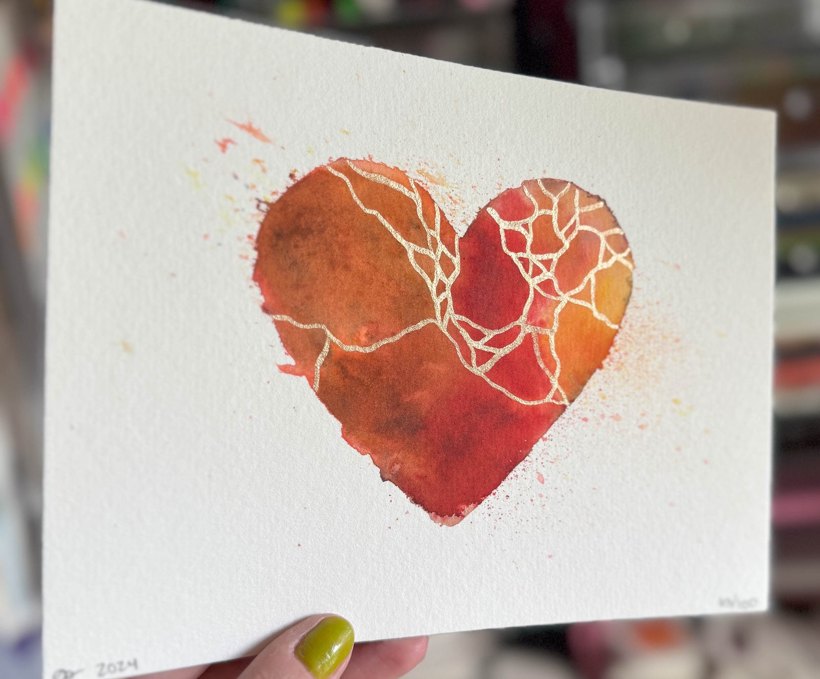 2 Be Loved - Original Painting #63 - 6x8 Brown/Orange/Red/Bronze