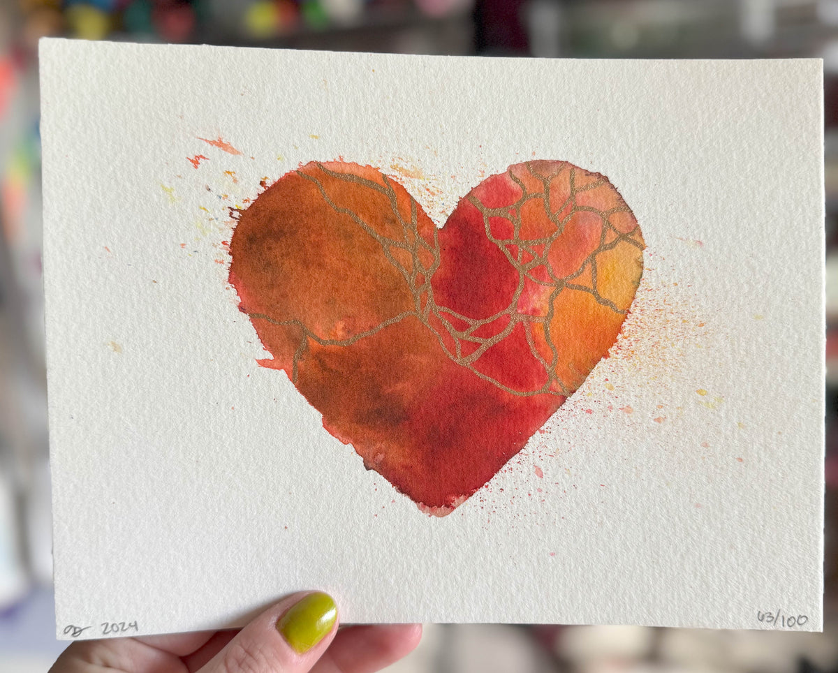 2 Be Loved - Original Painting #63 - 6x8 Brown/Orange/Red/Bronze