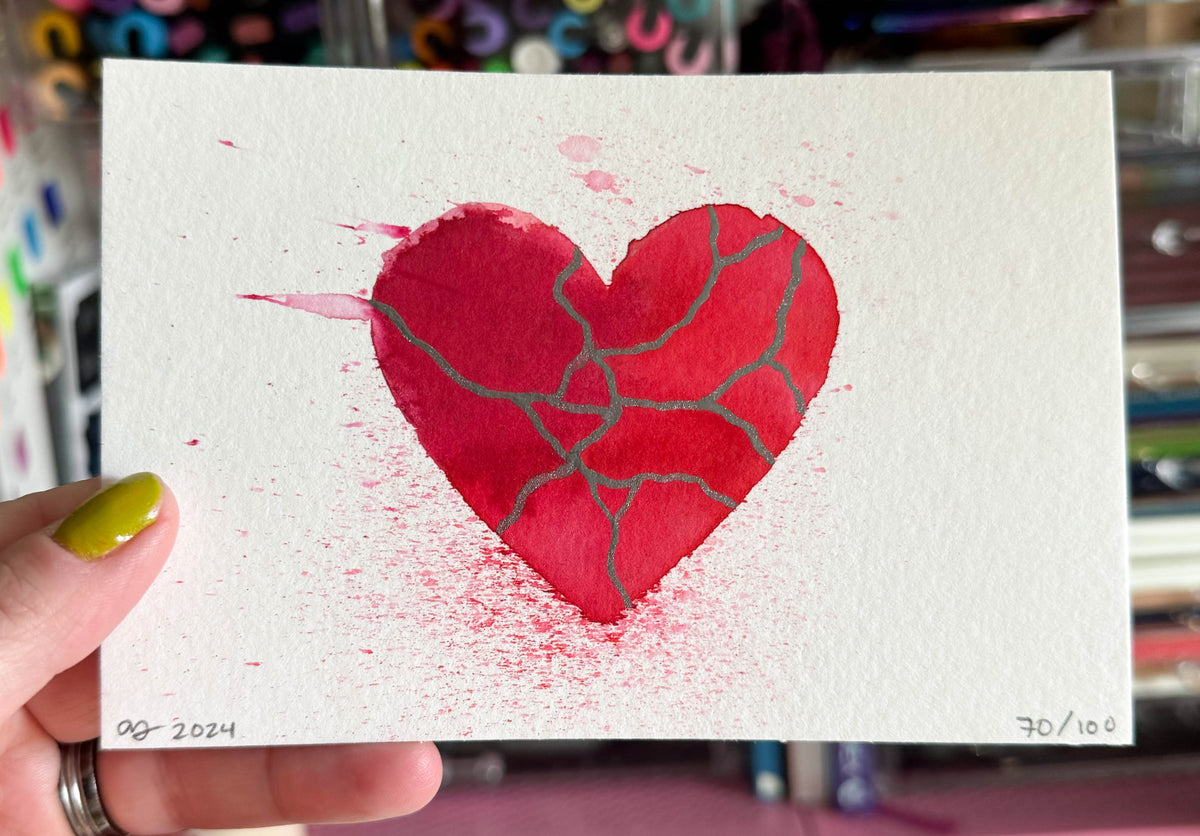 Instant Crush - Original Painting #70 - 4x6 Red/Silver