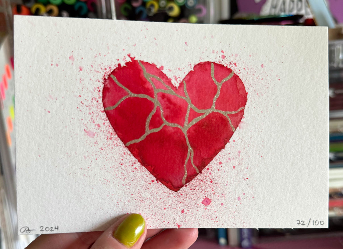 Something About Us - Original Painting #72 - 4x6 Red/Silver