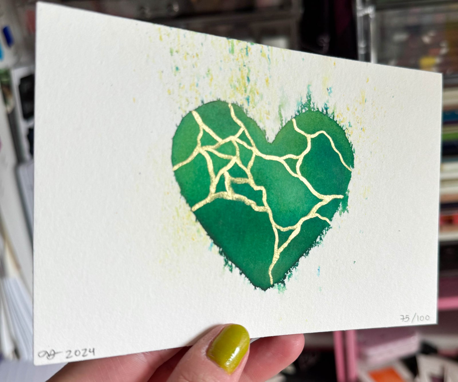 Seventh Heaven - Original Painting #75 - 4x6 Green/Bronze