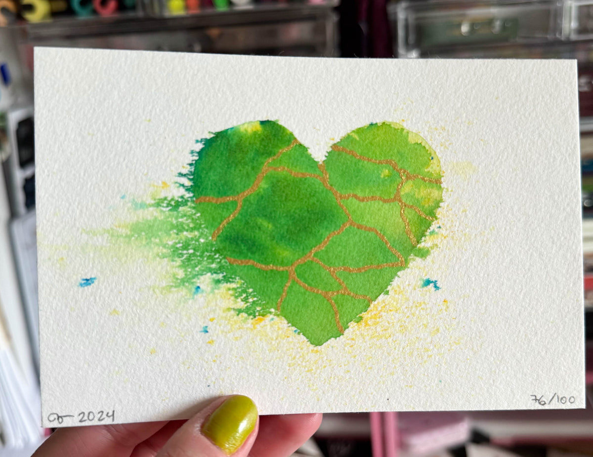 Sure Shot - Original Painting #76 - 4x6 Green/Gold