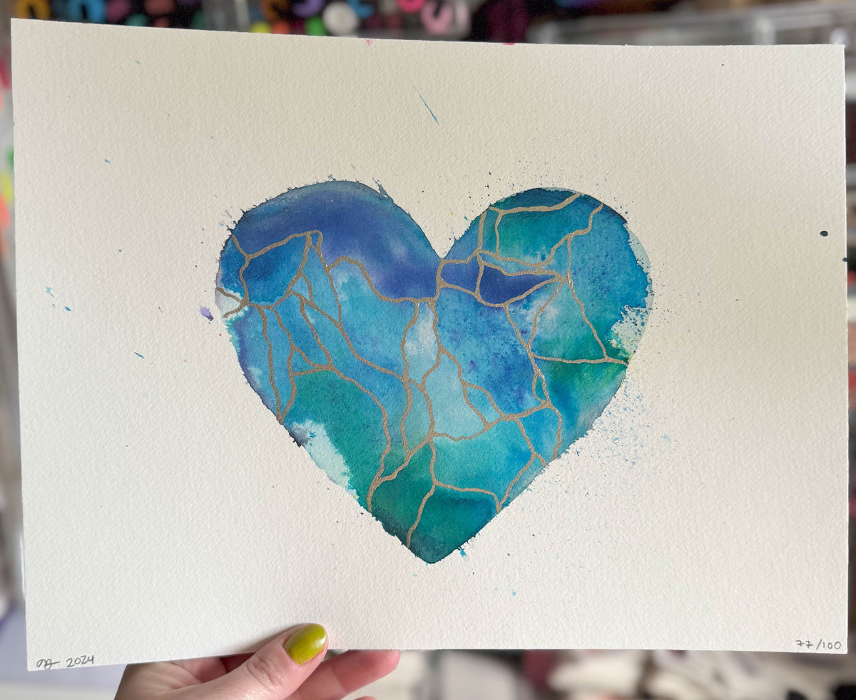 just like magic - Original Painting #77 - 9x12 Blue/Teal/Green/Silver