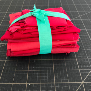 Red Solid Fabric Scrap Bundle No. 1 - 10.2 oz.