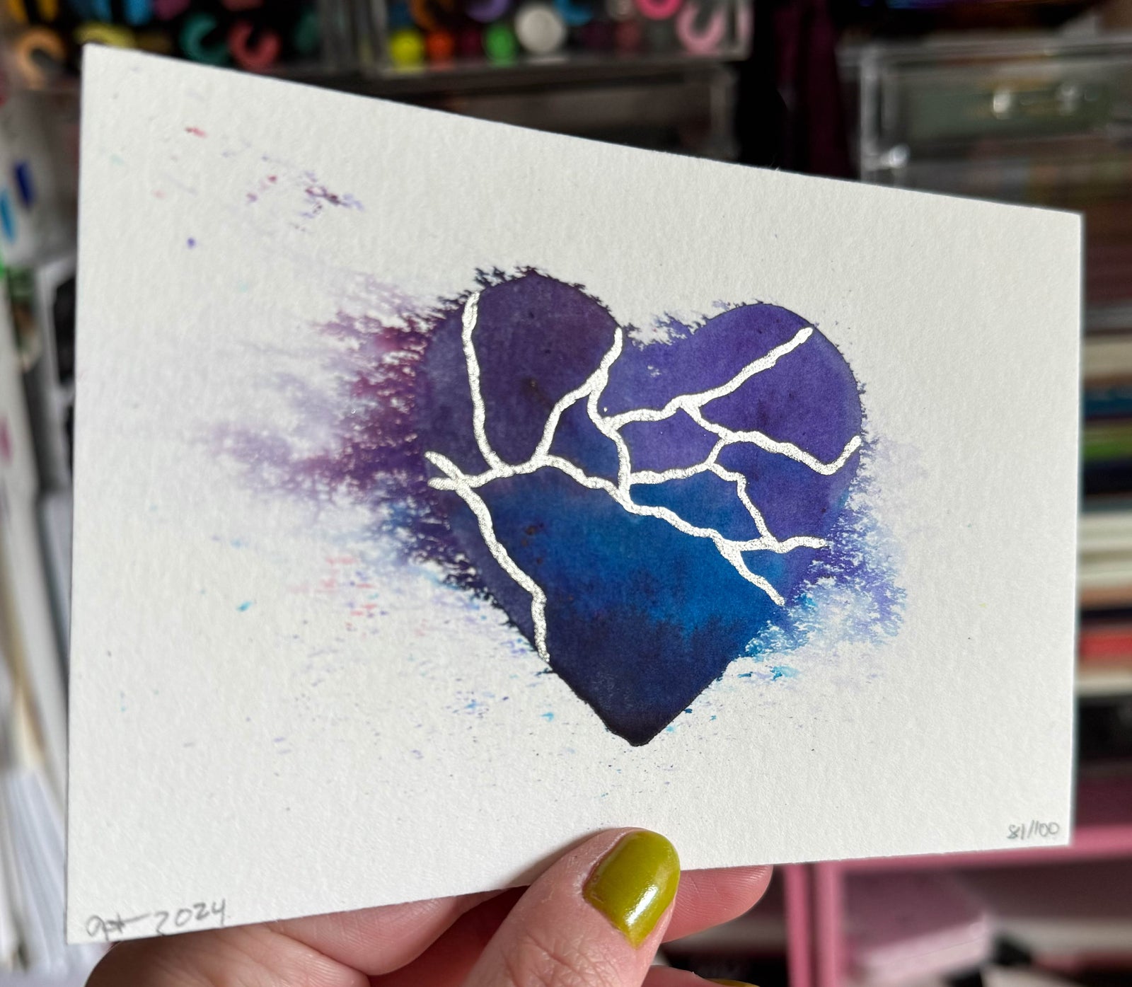 Across the Universe - Original Painting #81 - 4x6 Blue/Purple/Silver