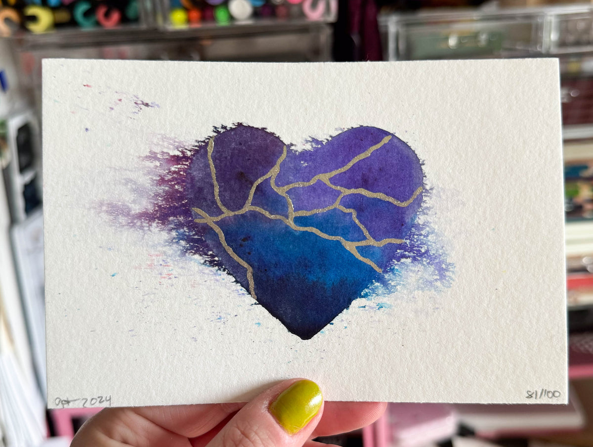 Across the Universe - Original Painting #81 - 4x6 Blue/Purple/Silver