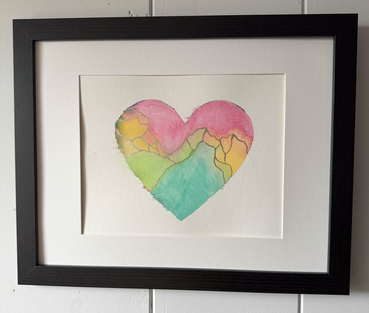 Quartz - Original Painting #82 - 9x12 Pastel Rainbow/Silver