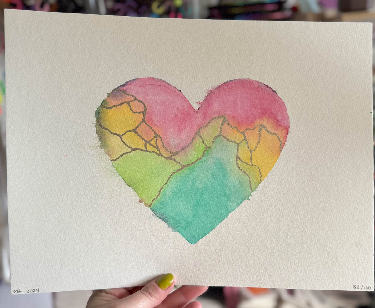 Quartz - Original Painting #82 - 9x12 Pastel Rainbow/Silver