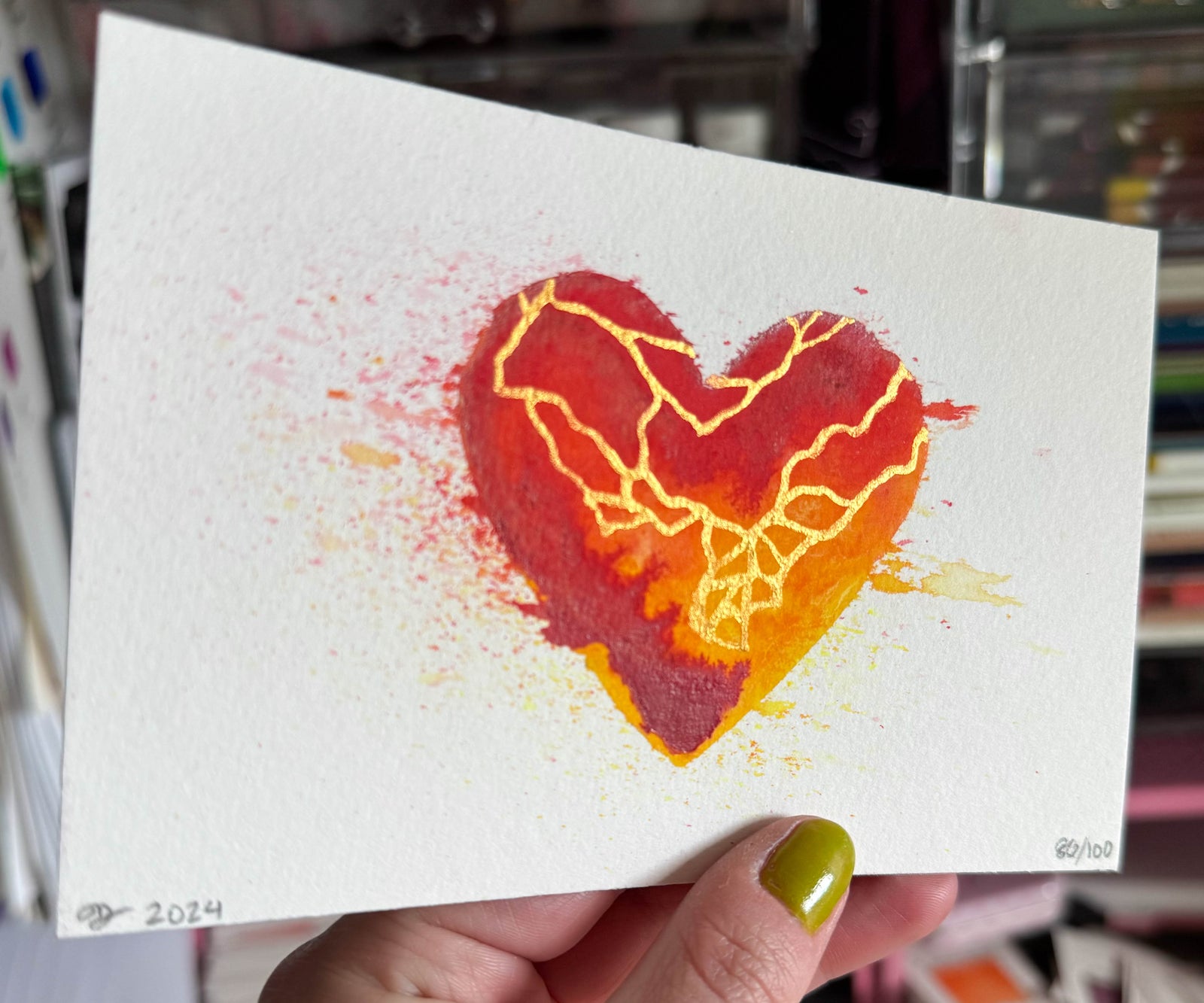 Running On Sunshine - Original Painting #86 - 4x6 Red/Orange/Yellow/Gold